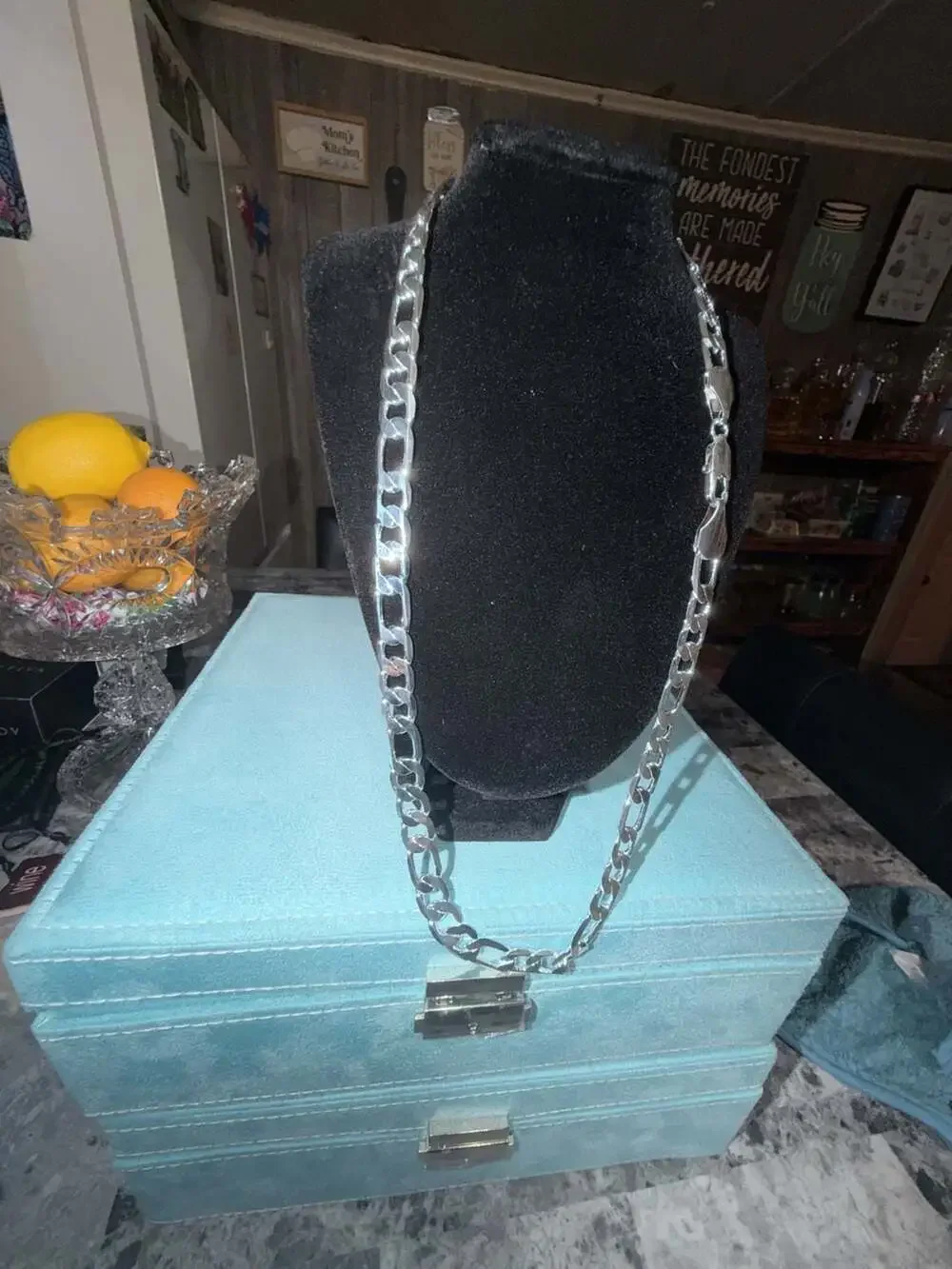 925 pvd played  Sterling Silver Figaro Link Chain 24 inch